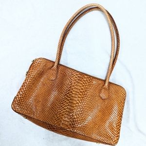 Womens Hobo The Original shoulder bag genuine leather python snake light brown